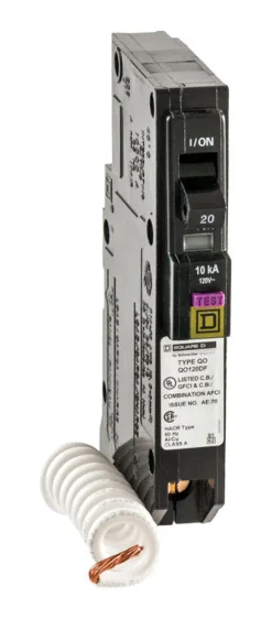 Square D QO 20 amps Arc Fault/Ground Fault Single Pole Circuit Breaker