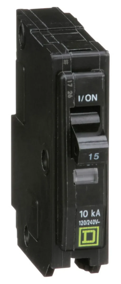 Square D QO 15 amps Plug In Single Pole Circuit Breaker