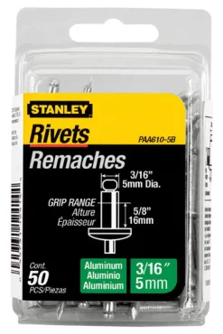 Stanley 3/16 in. D X 5/8 in. Aluminum Blind Rivets Silver 50 ct