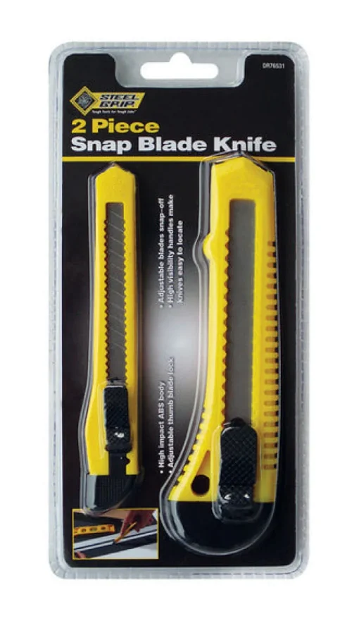 Steel Grip 5-1/2 in. Retractable Snap Blade Knife Set Yellow 2 pk