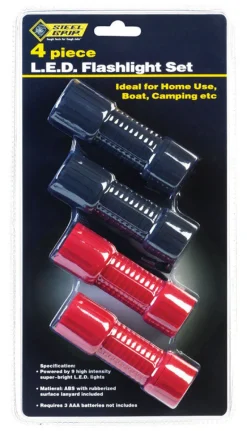 Steel Grip Black/Red LED Flashlight AAA Battery