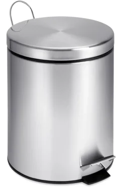 Step Trash Can, Stainless Steel, Round, 1.3-Gal.
