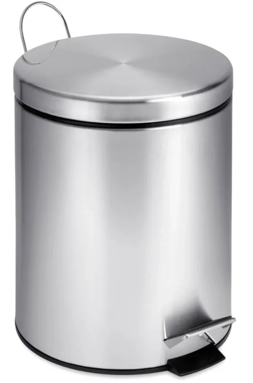 Step Trash Can, Stainless Steel, Round, 1.3-Gal.