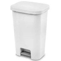 Sterilite 11 gal. White Step-On Wastebasket (Pack of 4)