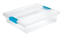 Sterilite Clear Polypropylene Stackable Clip Storage Box 3.25 H x 11 W x 14 D in.
