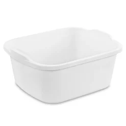 Sterilite Corporation Heavy Duty Plastic White Dishpan 18 qt. Capacity, 16-7/8 x 14 x 7-3/8 in.