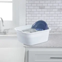 Sterilite Corporation Heavy Duty Plastic White Dishpan 18 qt. Capacity, 16-7/8 x 14 x 7-3/8 in.