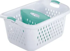 Sterilite White Plastic Divided Laundry Basket