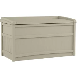 Suncast 41 in. W X 21 in. D Beige Plastic Deck Box with Seat 50 gal