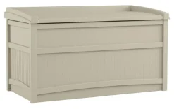 Suncast 41 in. W X 21 in. D Beige Plastic Deck Box with Seat 50 gal