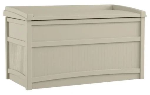 Suncast 41 in. W X 21 in. D Beige Plastic Deck Box with Seat 50 gal