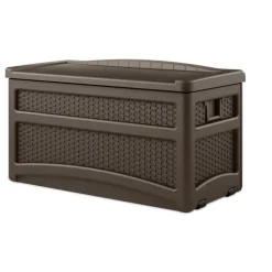 Suncast 46 in. W X 24 in. D Brown Plastic Deck Box with Seat 73 gal