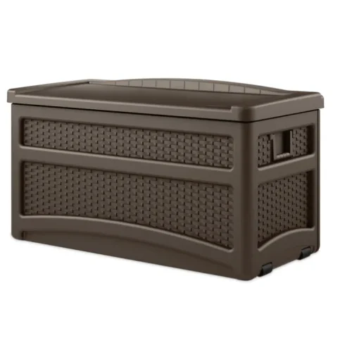 Suncast 46 in. W X 24 in. D Brown Plastic Deck Box with Seat 73 gal