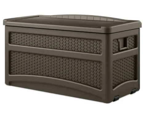 Suncast 46 in. W X 24 in. D Brown Plastic Deck Box with Seat 73 gal