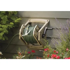 Suncast Hose Handler Taupe Resin Retractable Wall Mounted Hose Reel 100 ft. Capacity
