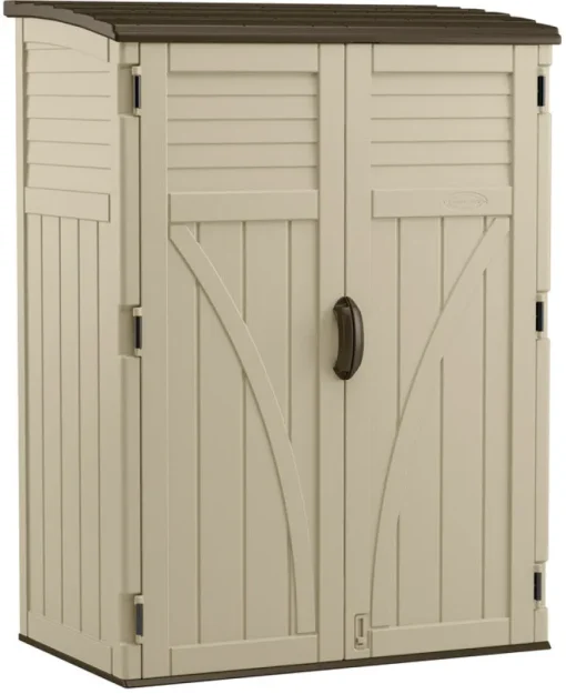 Suncast Large Vertical 4 ft. x 2 ft. Resin Vertical Storage Shed with Floor Kit