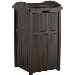 Suncast Trash Hideaway Java Resin 30 gal. Capacity Garbage Can 31.63 H x 15.75 W x 16 D in.