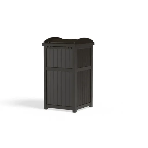 Suncast Trash Hideaway Java Resin 30 gal. Capacity Garbage Can 31.63 H x 15.75 W x 16 D in.