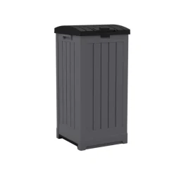 Suncast Trash Hideaway Peppercorn Resin 39 gal. Capacity Rectangle Trash Can 35 Hx16.5 Wx16.75 D in.
