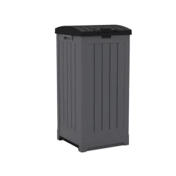 Suncast Trash Hideaway Peppercorn Resin 39 gal. Capacity Rectangle Trash Can 35 Hx16.5 Wx16.75 D in.