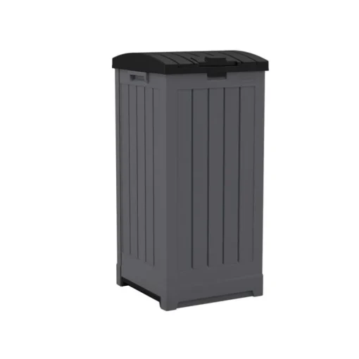 Suncast Trash Hideaway Peppercorn Resin 39 gal. Capacity Rectangle Trash Can 35 Hx16.5 Wx16.75 D in.