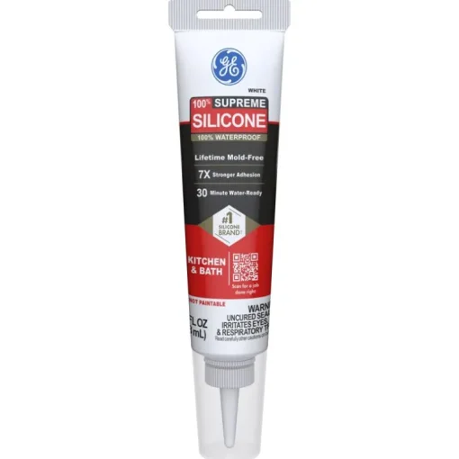 Supreme Silicone Kitchen & Bath Sealant- Squeeze, White, 2.8-oz. (Pack of 12)
