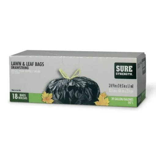 Sure Strength 39 gal Lawn & Leaf Bags Drawstring 18 pk