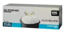 Sure Strength 13 gal Tall Kitchen Bags Drawstring 22 pk