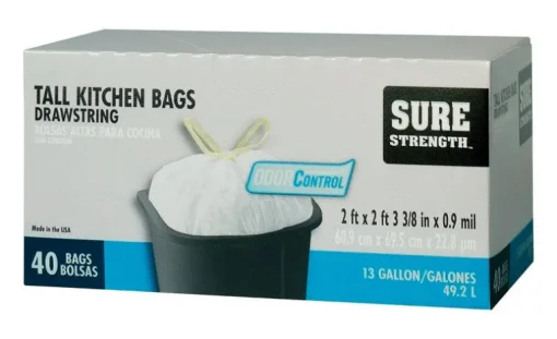 Sure Strength 13 gal Tall Kitchen Bags Drawstring 40 pk