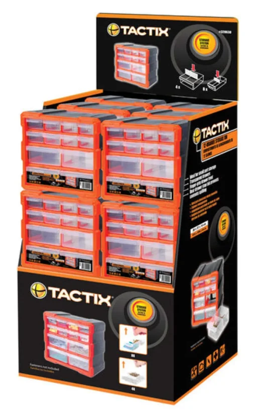 Tactix 5 in. L x 4 in. W x 3 in. H Storage Organizer Plastic 18 compartments Black (Pack of 18)