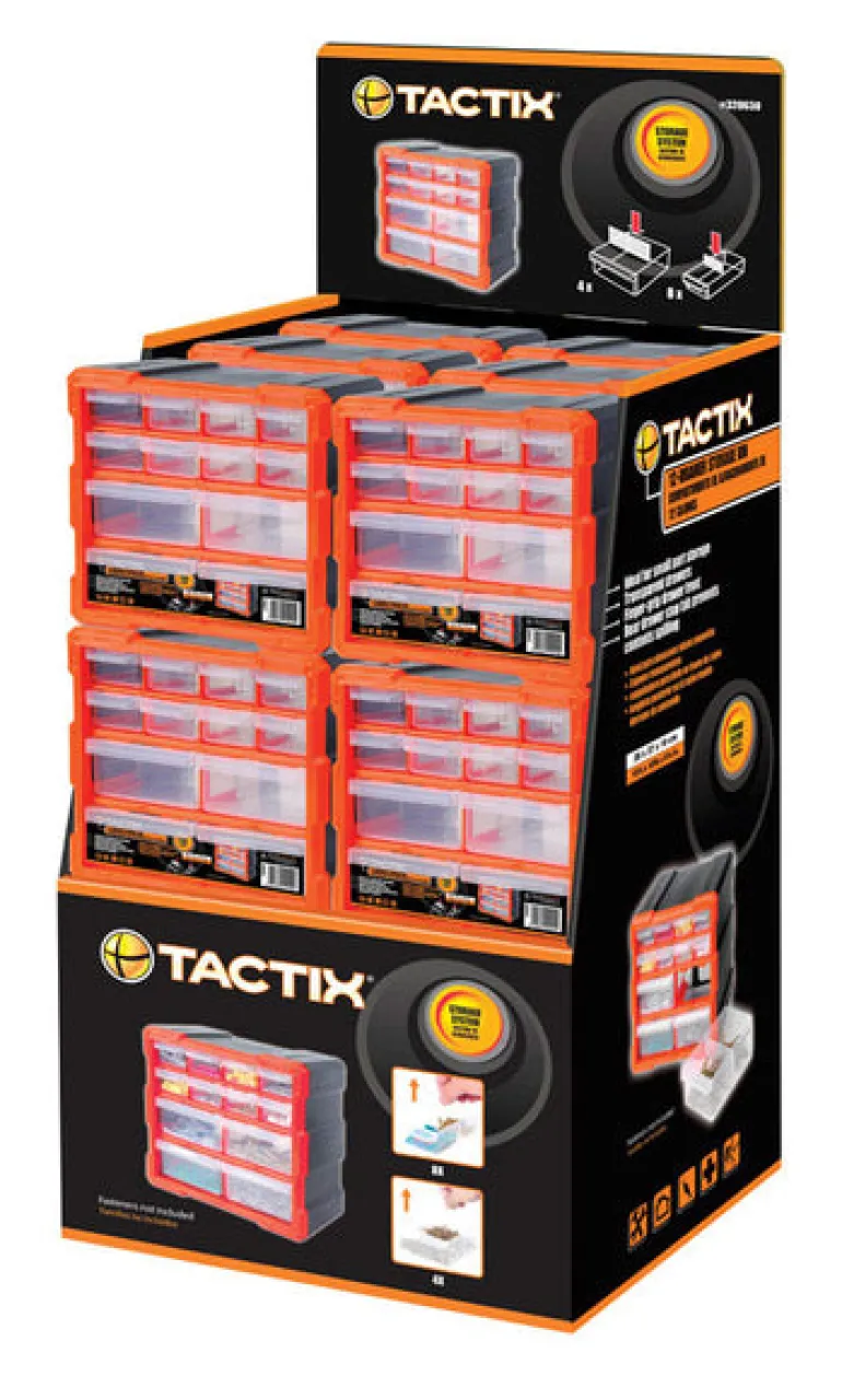 Tactix 5 in. L x 4 in. W x 3 in. H Storage Organizer Plastic 18 compartments Black (Pack of 18)