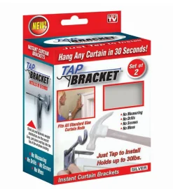 TAP BRACKET As Seen On TV Silver Steel Curtain Bracket 30 lb.