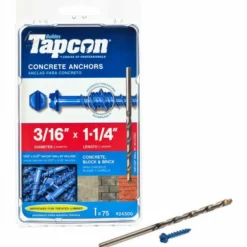 Tapcon 3/16 in. Dia. x 1-1/4 in. L Steel Hex Head Concrete Screw Anchor 75 pk