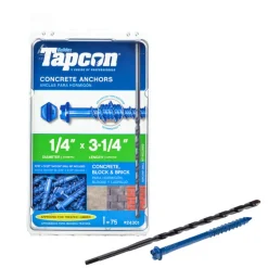 Tapcon 1/4 in. Dia. x 3-1/4 in. L Steel Hex Head Concrete Screw Anchor 75 pk