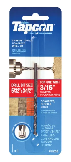 Tapcon 5/32 in. X 3-1/2 in. L Carbide Tipped Masonry Drill Bit Straight Shank 1 pk