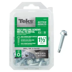 Teks No. 14 x 1-1/2 in. L Hex Washer Head Zinc-Plated Steel Sheet Metal Screws 50 pk