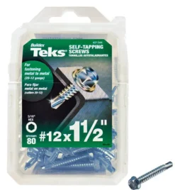 Teks No. 12 x 1-1/2 in. L Hex Washer Head Zinc-Plated Steel Sheet Metal Screws 80 pk