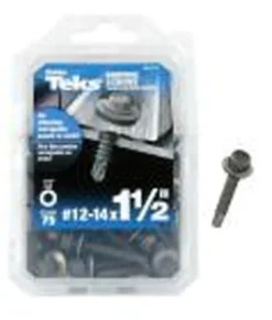 Teks No. 12 x 1-1/2 in. L Hex Washer Head Zinc-Plated Steel Roofing Screws 75 pk