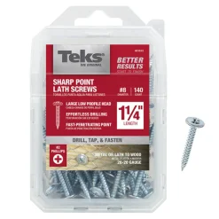 Teks No. 8 x 1-1/4 in. L Phillips Truss Head Zinc-Plated Steel Lath Screws 140 pk