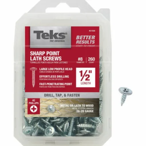 Teks No. 8 x 1/2 in. L Phillips Truss Head Zinc-Plated Steel Lath Screws 260 pk