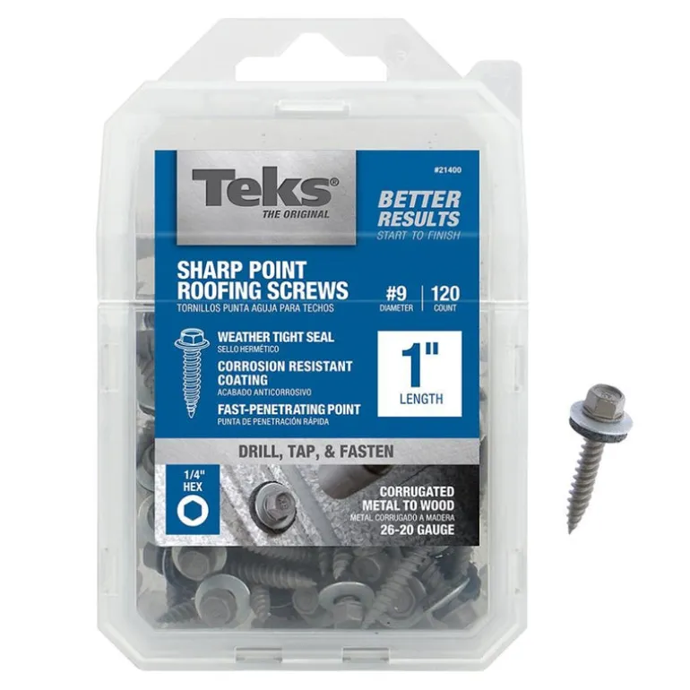 Teks No. 9 in. X 1 in. L Hex Drive Hex Washer Head Fine Roofing Screws