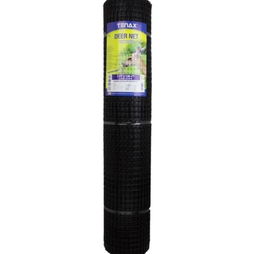 Tenax Polypropylene Black Folded Deer Netting Fence 0.63 x 0.75 in. Mesh x 100 L x 7 H ft.