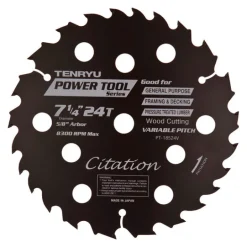 Tenryu Citation 7-1/4 in. D X 5/8 in. Power Tool Tungsten Carbide Tipped Saw Blade 24 teeth 1 pc