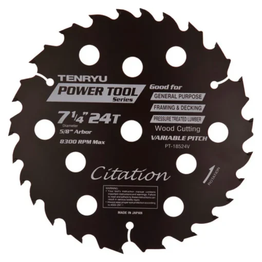 Tenryu Citation 7-1/4 in. D X 5/8 in. Power Tool Tungsten Carbide Tipped Saw Blade 24 teeth 1 pc