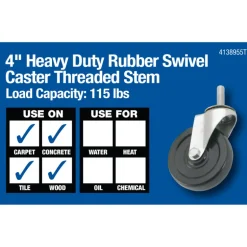 Titan 4 in. D Swivel Rubber Caster 115 lb 1 pk