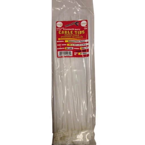 Tool City 11.8 in. L White Cable Tie 100 pk