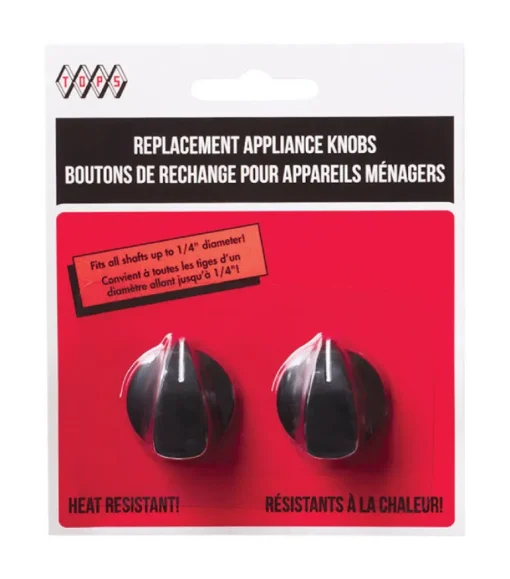 Tops Plastic Black Fitz-All Replacement Appliance Knobs (Set of 2)
