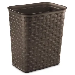 Trash Can, Modern Brown With Weave Pattern, 3.4-Gallons