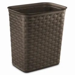 Trash Can, Modern Brown With Weave Pattern, 3.4-Gallons