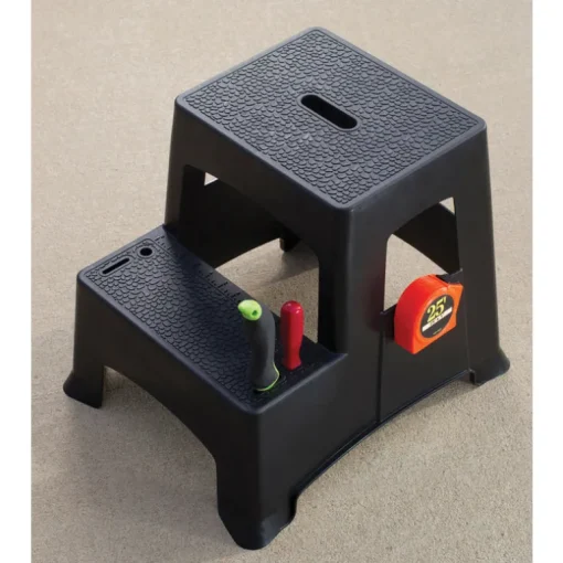 Tricam Plastic Black 2-Step Stool 325 lbs. Capacity, 19.25 H x 15.75 W x 16 D in.